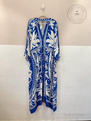 Vestido Longo Estampa Farm Azul | Tam: M