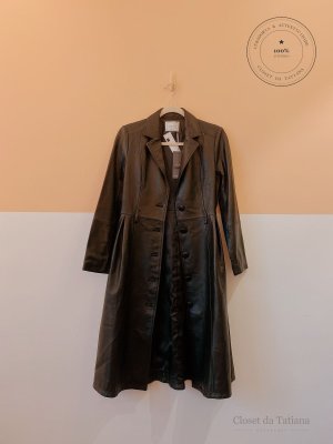 Trench Coat Couro Olivee Preto | Tam: PP