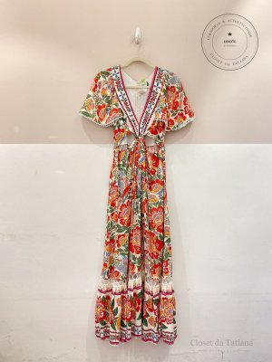 Vestido Longo Floral Recortes Farm | Tam: P