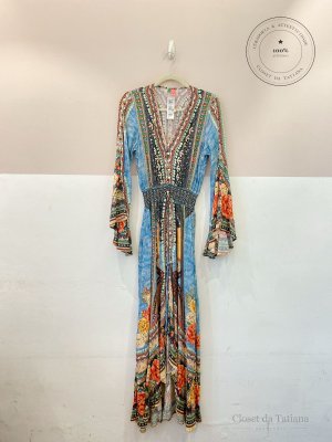 Vestido Midi Estampado Botões Farm | Tam: P