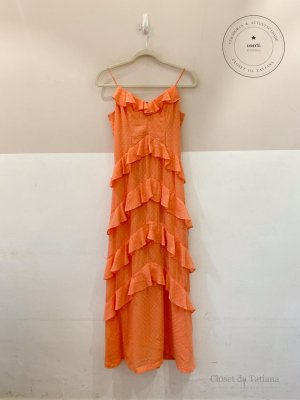 Vestido Longo Coral Babados Dress & Go | Tam: 38