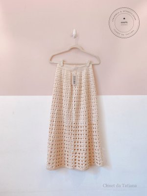Saia Midi Crochet Amisis Bege | Tam: M