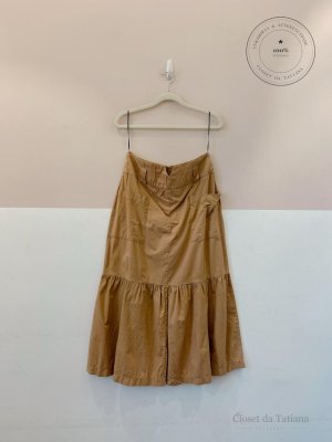 Saia Midi Maria Filó Marrom | Tam: M