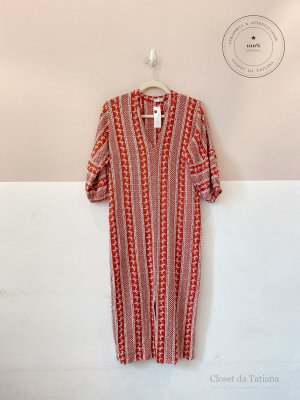 Vestido Midi Bordado Ideologic Marrom | Tam: G