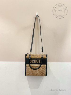 Bolsa Palha Detalhes Pretos Schutz