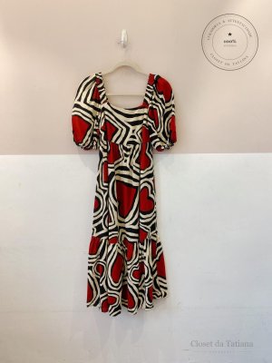 Vestido Midi Corações Farm | Tam: PP