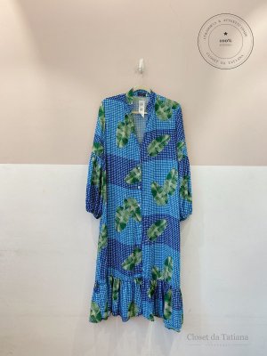 Vestido Vichy Folhas Anpô Azul | Tam: M
