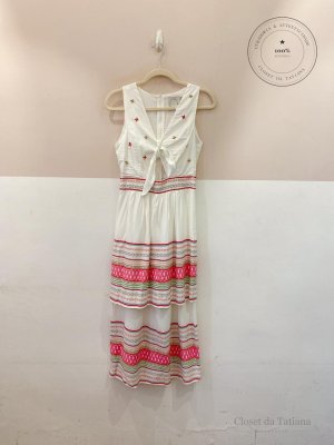 Vestido Midi Bordado Fernanda Di Biase Branco | Tam: P