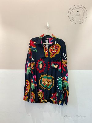 Camisa Estampada Farm Preta | Tam: M
