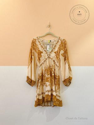Vestido Curto Estampa Mangas Farm | Tam: P