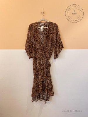 Vestido Envelope Onça Seda Ateen | Tam: 40