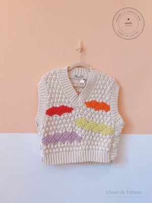 Colete Crochet Zara Colorido | Tam: P