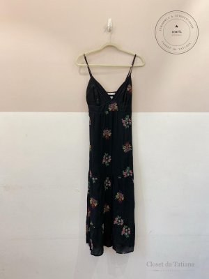 Vestido Midi Bordados Ateen Preto | Tam: 36