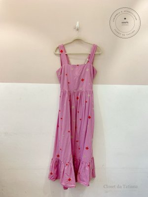 Vestido Midi Bordado Jacobina Rosa | Tam: M