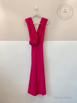 Vestido Midi Aplicação Cris Barros Fúcsia | Tam: 38
