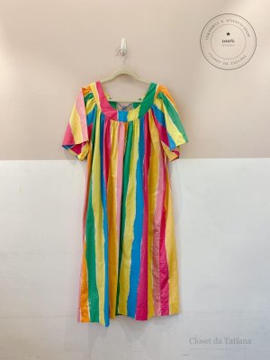 Vestido Midi Listrado Farm | Tam: P