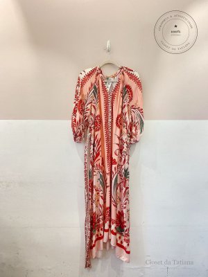 Vestido Midi Estampado Farm Rosa | Tam: P