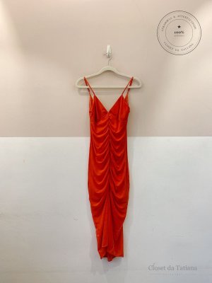 Vestido Midi Tule Franzido Vix Laranja | Tam: P