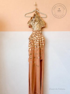 Vestido Tricot Escamas Open Marrom | Tam: P