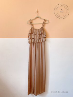 Macacão Acetinado Zara Dourado | Tam: G