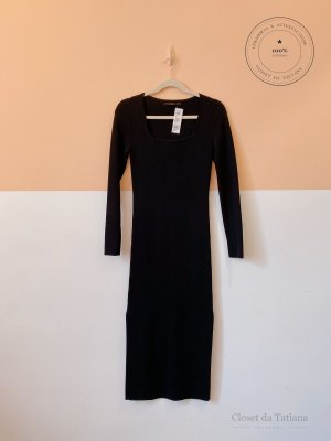 Vestido Tricot Canelado Animale Preto | Tam: M