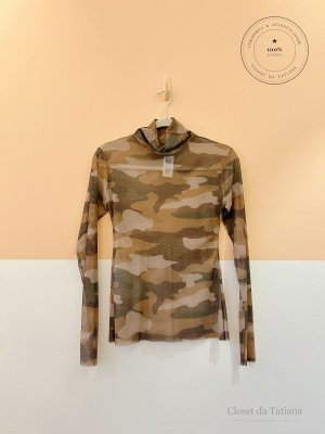 Blusa Tule Camuflada Gola Animale | Tam: M