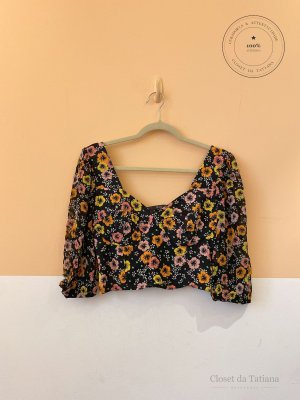 Blusa Flores Eva Preta | Tam: 38