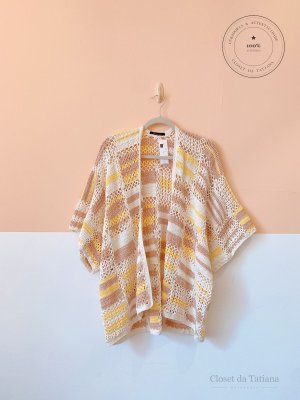 Kimono Crochet Cores Catarina Mina | Tam: M