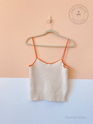 Blusa Tricot Detalhe Zara Laranja | Tam: P