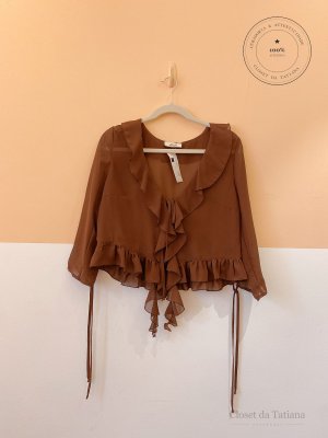 Blusa Babados Hush Marrom | Tam: M