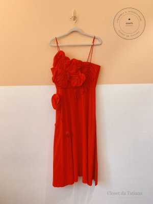 Vestido Flor Aplicada Vermelho | Tam: P