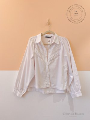 Camisa Bordados Zara Branca | Tam: G