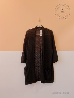 Kimono Tricot Furadinho Maria Filó Preto | Tam: P