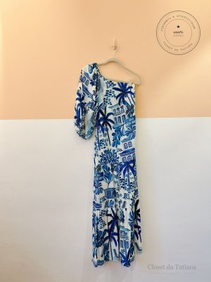 Vestido Estampa Ombro Só Farm Azul | Tam: M