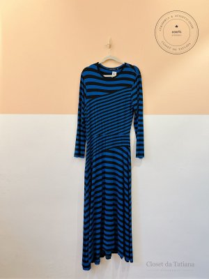 Vestido Malha Listras Azuis Andrea Marques | Tam: 44
