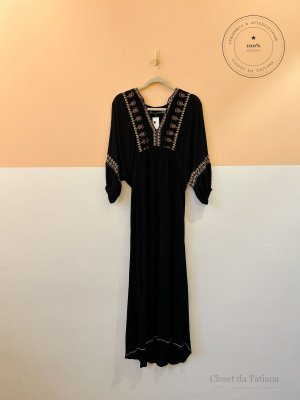 Vestido Busto Bordados Maria Filó Preto | Tam: PP