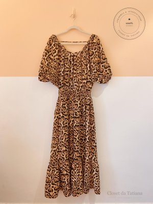 Vestido Longo Mangas Onça Clari | Tam: P