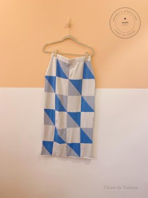 Saia Midi Tricot Xadrez Dress To | Tam: M
