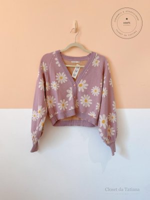Casaqueto Tricot Lilás Margaridas Dress To | Tam: P