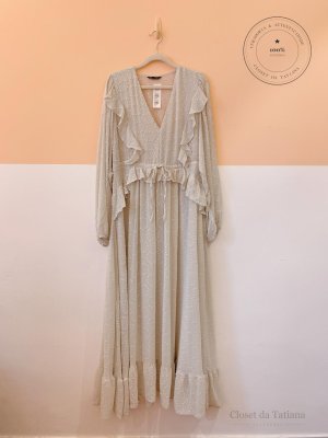 Vestido Longo Bolas Manga Renner Verde | Tam: G