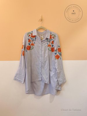 Camisa Bordados Zara Azul | Tam: M