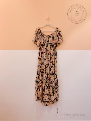 Vestido Flores Cantão Preto | Tam: GG