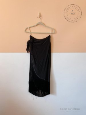Saia Midi Franjas Nv Preta | Tam: 32
