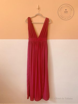 Vestido Fluido Clara Rosas Fúcsia | Tam: P