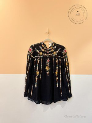 Bata Flores Bordadas Zara Preta | Tam: M