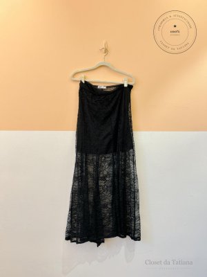 Saia Midi Renda Hit Preta | Tam: M