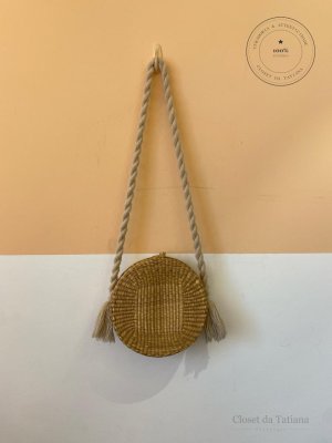 Bolsa Redonda Palha Alça Corda Nannacay