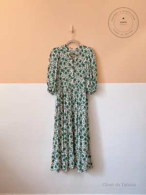 Vestido Estampado Flores Verdes Zara | Tam: PP