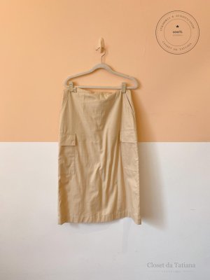 Saia Midi Bolsos Loja 3 Bege | Tam: PP