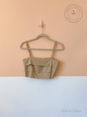 Cropped Camadas Lizie Bege | Tam: PP